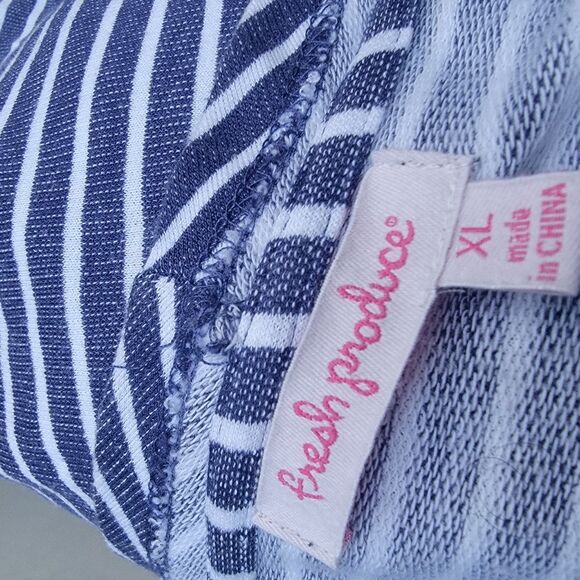 Fresh Produce Blue White Stripe Open Front Cardigan Sweater Long Sleeve Size XL - Picture 3 of 4